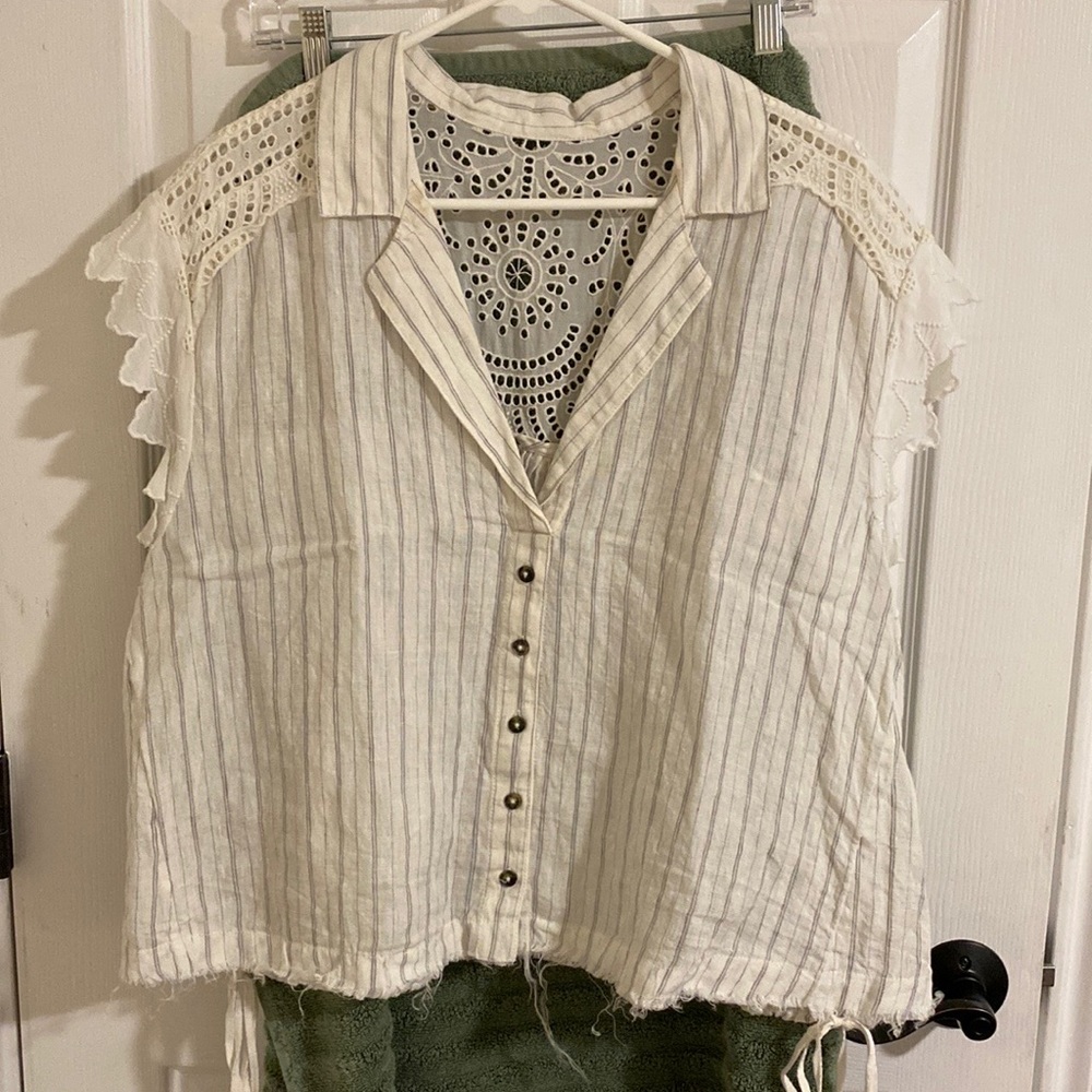 Free People Blouse, Size L, Lace Detail
